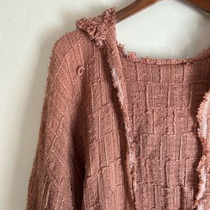 Raw hem hooded duster